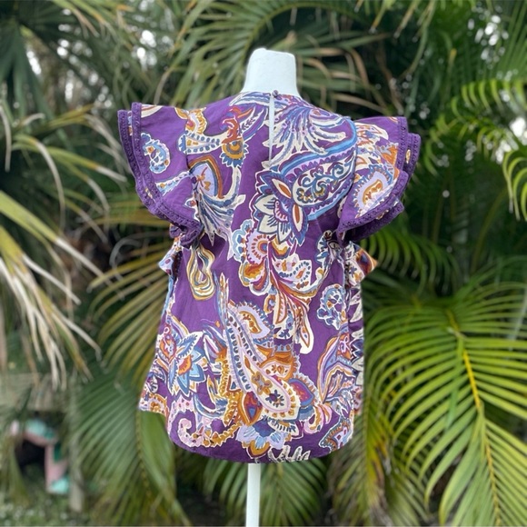 Sezane Florencina Blouse - Purple Soffi Print Size 38 - Picture 6 of 6